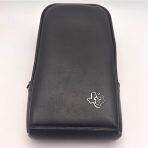 Texas Instruments Vintage Black Faux Leather Zippered Calculator Case Belt Loop